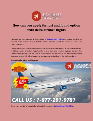 How can you apply for lost and found option with delta airlines flights