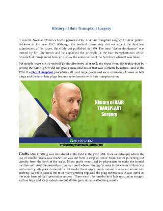 History of Hair Transplant Surgery
