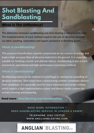 Shot Blasting And Sandblasting - Difference