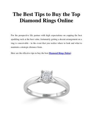 The Best Tips to Buy the Top Diamond Rings Online