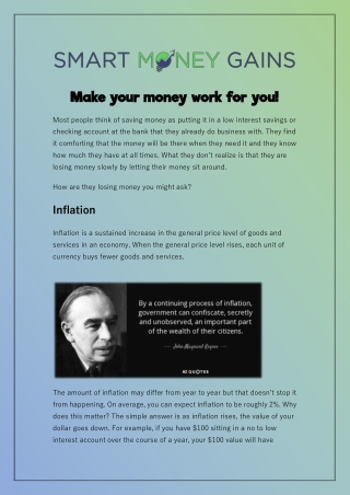 Make your money work for you!