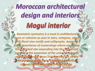 Moroccan architectural design and interiors