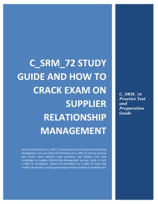 How to Prepare for C_SRM_72 exam on Supplier Relationship Management