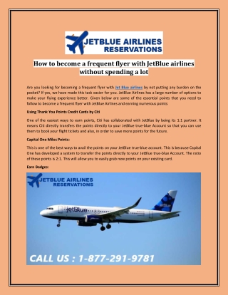 How to become a frequent flyer with JetBlue airlines without spending a lot