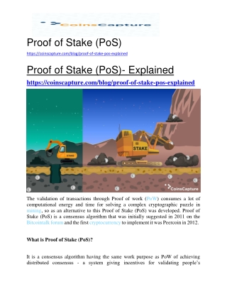 Proof of Stake (PoS) | Coinscapture