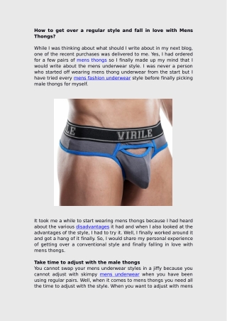 How to get over a regular style and fall in love with Mens Thongs?