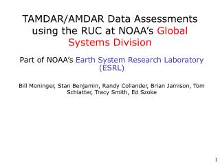 TAMDAR/AMDAR Data Assessments using the RUC at NOAA’s Global Systems Division