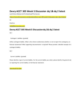 Devry ACCT 305 Week 5 Discussion dq 1& dq 2 latest