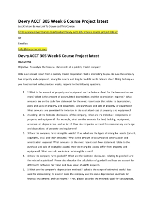 Devry ACCT 305 Week 6 Course Project latest