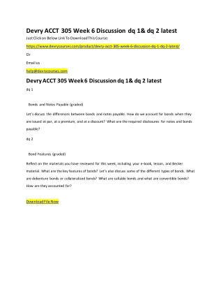 Devry ACCT 305 Week 6 Discussion dq 1& dq 2 latest