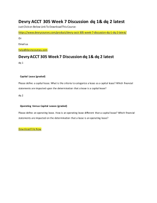 Devry ACCT 305 Week 7 Discussion dq 1& dq 2 latest