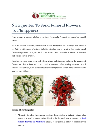 send funeral flowers to philippines