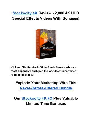 Stockocity 4K Review - 2000 4K UHD Special Effects Videos With Bonuses