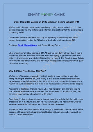 Uber Could Be Valued at $120 Billion in Year's Biggest IPO