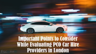 Important Points to Consider While Evaluating PCO Car Hire Providers in London