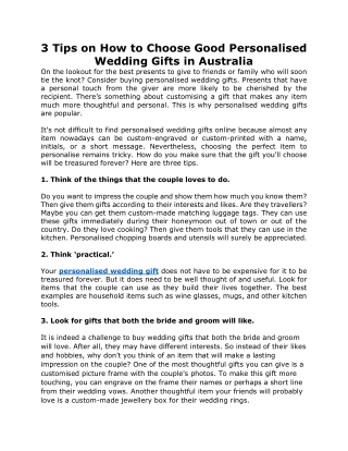 3 Tips on How to Choose Good Personalised Wedding Gifts in Australia