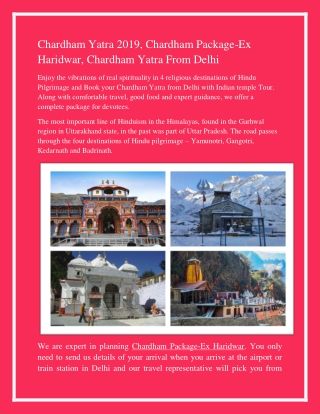 Chardham yatra Pankage 2019