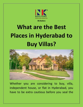 What are the Best Places in Hyderabad to Buy Villas?