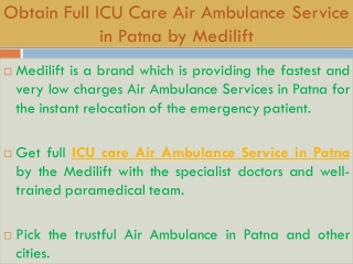 Get Risk-Free Medilift Air Ambulance Service in Patna