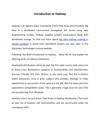 Introduction to Hadoop