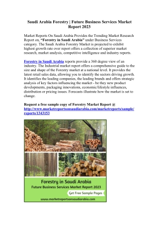 Saudi Arabia Forestry | Future Market Report 2023