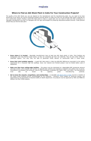 Where to Find an AAC Block Plant in India For Your Construction Projects?