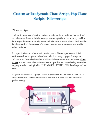 Custom or Readymade Clone Scripts | ellowscripts