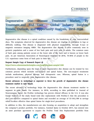 Degenerative Disc Disease Treatment Market Trends, Outlook, and Opportunity Analysis, 2018-2026
