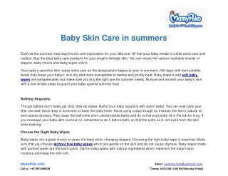 Baby Skin Care in summers