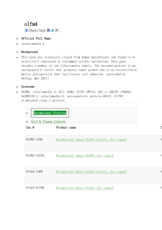 Official Full Nameolfactomedin 4