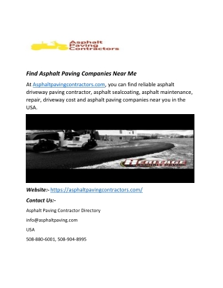 Find Asphalt Paving Companies Near Me