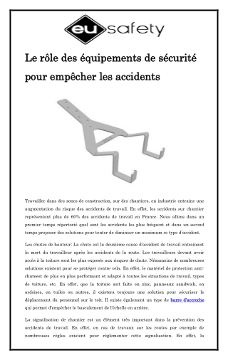 Le rôle des équipements de sécurité pour empêcher les accidents