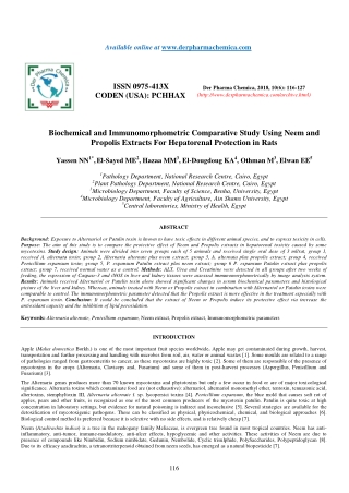 Biochemical and Immunomorphometric Comparative Study Using Neem and Propolis Extracts For Hepatorenal Protection in Rats