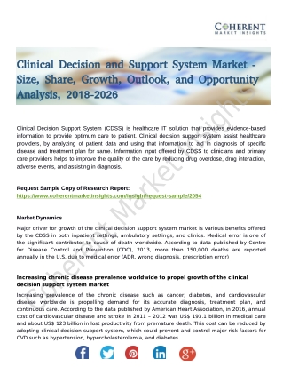 Clinical Decision and Support System Market Growth Opportunities, Industry Analysis, Geographic Segmentation 2018-2026