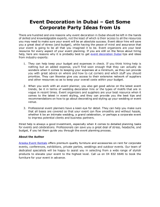 Event Decoration in Dubai – Get Some Corporate Party Ideas from Us