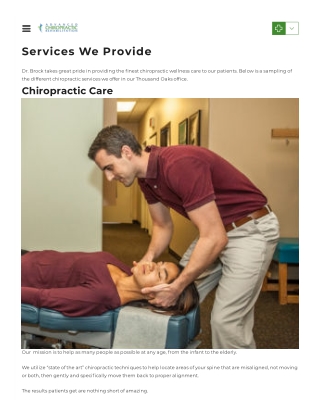 Thousand Oaks Chiropractic Service With Dr. Brock