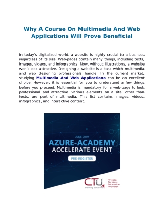 Why A Course On Multimedia And Web Applications Will Prove Beneficial