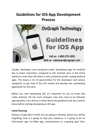 Guidelines for iOS App Development Process