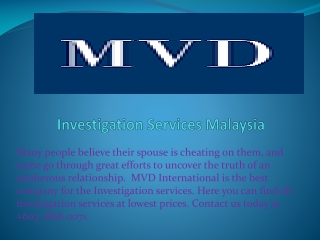 Investigation Services Malaysia