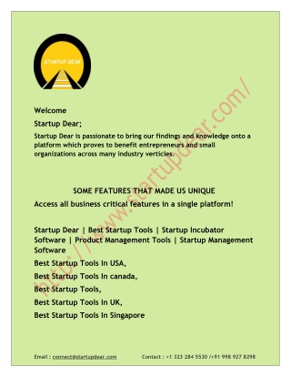 Best Startup Tools | Startup Dear