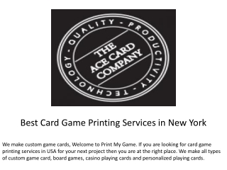 Best Card Game Printing Services in New York