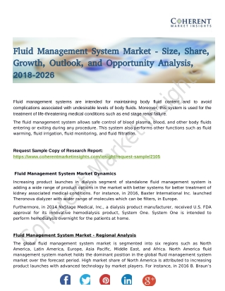 Fluid Management System Market to Register Unwavering Growth During in Global by 2026