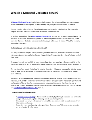 What is a Managed Dedicated Server?