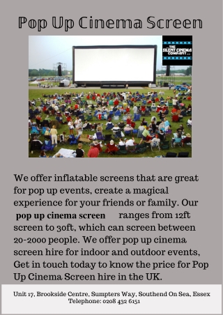Pop Up Cinema Screen