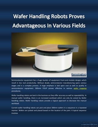 Wafer Handling Robots Proves Advantageous In Various Fields