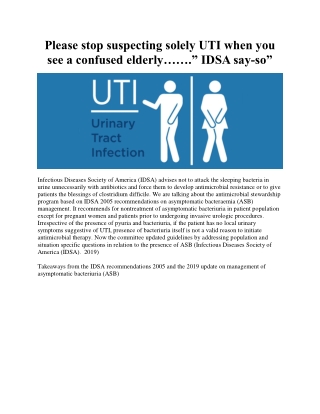 Please stop suspecting solely UTI