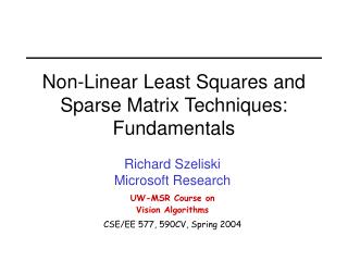 Non-Linear Least Squares and Sparse Matrix Techniques: Fundamentals