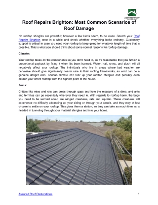 Roof Repairs Brighton: Most Common Scenarios of Roof Damage