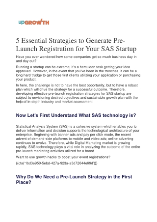 5 Essential Strategies to Generate Pre-Launch Registration for Your SAS Startup