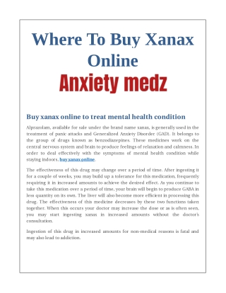 Where To Buy Xanax Online